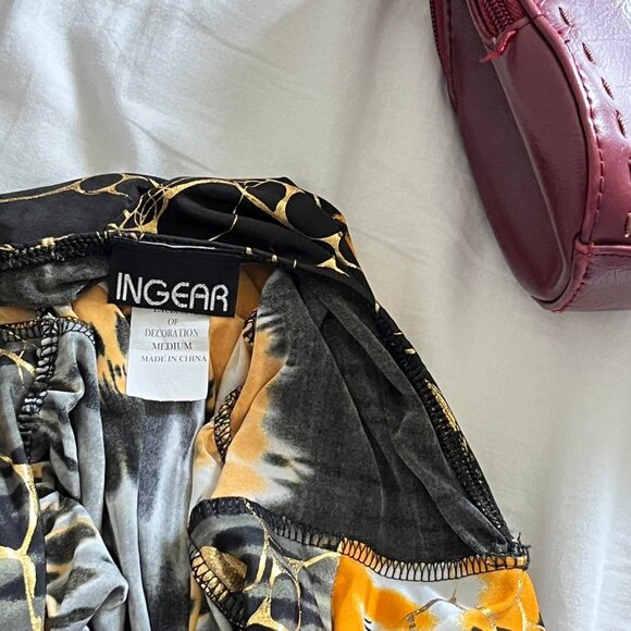 INGEAR 2000s Y2K Black and Yellow Print Halter Neck Sundress - Picture 7 of 8